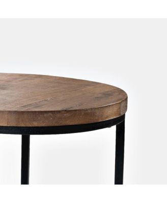 Warner Round Modern Rustic Solid Wood and Metal Nesting End Tables - Set of 3