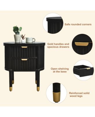 1-Pc Solid Wood Gold-Handle Nightstand Furniture