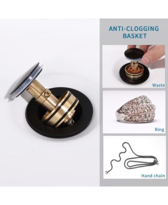 Bathroom Sink Drain - Pop-Up Drain Stopper, Anti-Clogging Design with Strainer Basket for Vanity, Lavatory, and Basin