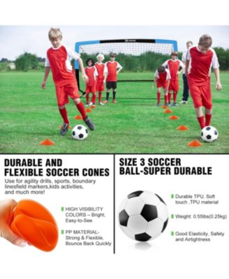 Set of 2 Kids 4x3ft Soccer Goals with Ball, Cones & Pop-Up Nets – Backyard Training Equipment for Ages 3-12, Outdoor Sports Gifts