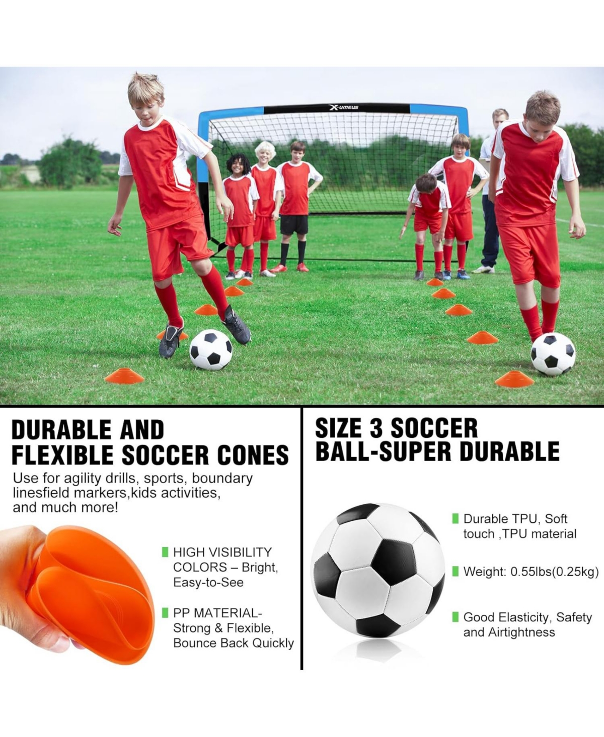 Set of 2 Kids 4x3ft Soccer Goals with Ball, Cones & Pop-Up Nets – Backyard Training Equipment for Ages 3-12, Outdoor Sports Gifts