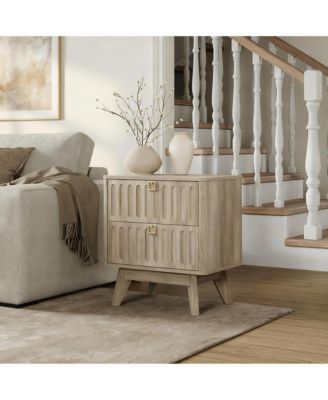 Modern Fluted Nightstand with 2 Drawers - Stylish Storage for Bedrooms