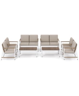 Set Of 8 Patio Furniture Set Patio Loveseat Sofa w/ 2 Coffee Table 4 Single Couch