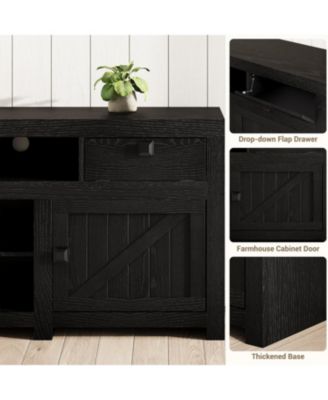 Farmhouse TV Stand for 75/80 Inch TVs, 70.1" Entertainment Center with 4 Drawers & 3 Open Shelves, 95.5 LBS