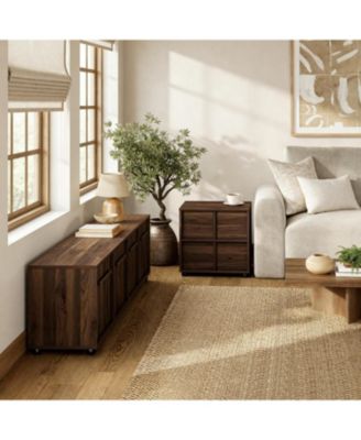 Walnut Nightstand And End Table with Two-Drawer Storage in Durable Manufactured Wood