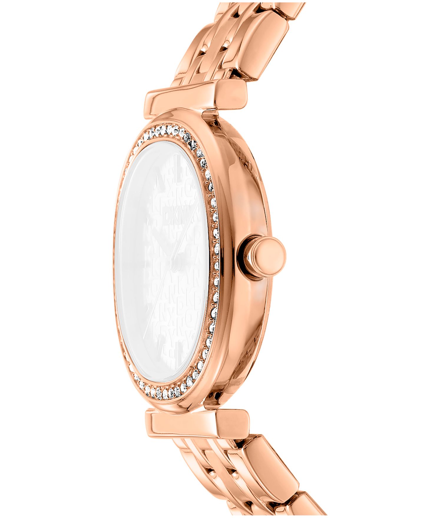 Женские часы DKNY Silver Dial Crystal Bezel Red-Gold Tone Stainless Steel Bracelet Watch, 30mm — фото 2