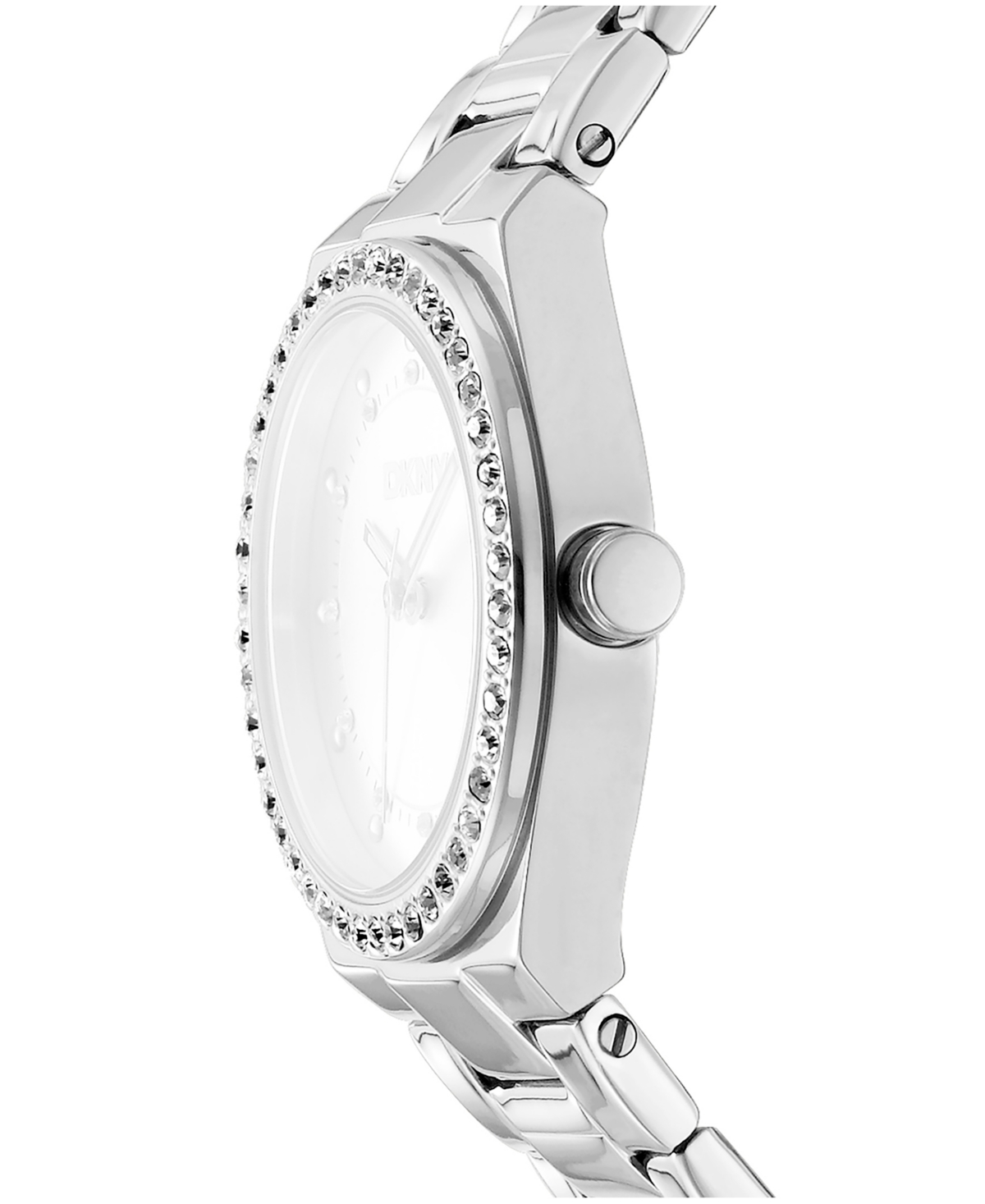 Dkny Women's Blue Dial Crystal Dial Markers Crystal Bezel Stainless Steel Bracelet Watch, 30mm