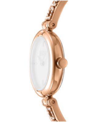 Women's White Dial Rose-Gold Tone Stainless Steel Crystal Accented Jewelry Bracelet Watch, 26mm