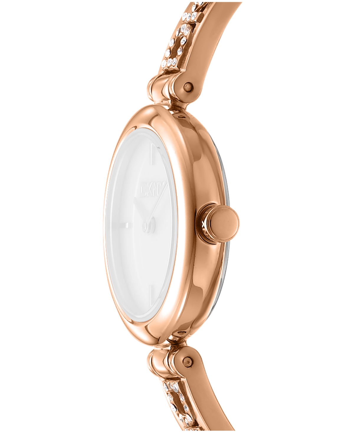 Dkny Women's White Dial Rose-Gold Tone Stainless Steel Crystal Accented Jewelry Bracelet Watch, 26mm