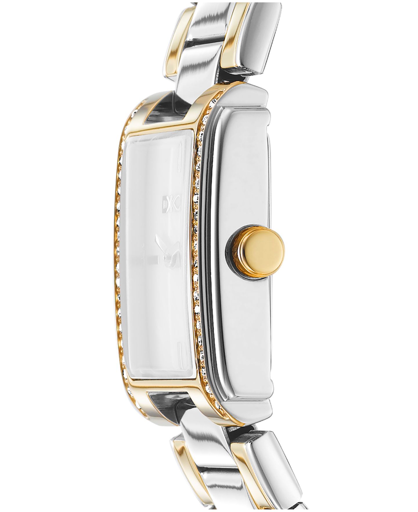 Женские часы DKNY White MOP Dial Crystal Accented Case Two-Tone Gold Stainless Steel Bracelet Watch, 23 x 30mm — фото 2