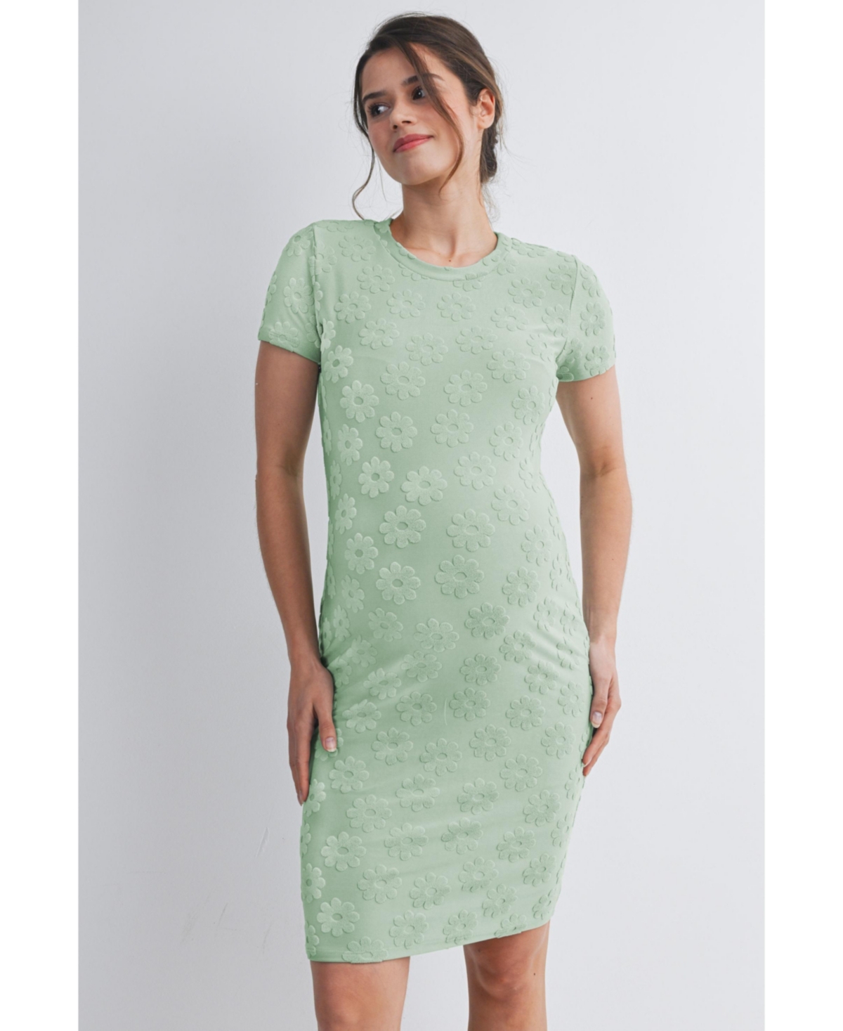 Hello Miz Maternity Floral Bodycon Short Sleeve Dress