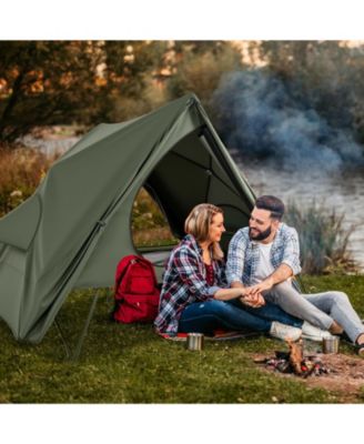 Foldable 2-Person Camping Cot Tent Combo with Pop-Up Shelter and Wheeled Carry Bag