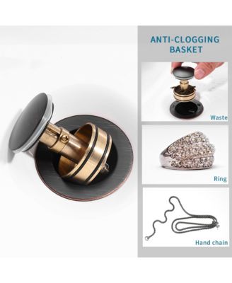 Bathroom Sink Drain - Pop-Up Drain Stopper, Anti-Clogging Design with Strainer Basket for Vanity, Lavatory, and Basin (Oil Rubbed Bronze)