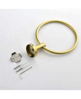 3 - Piece Bathroom Hardware Set, Toilet Paper Holder, Clothes Hook and Towel Rack Ring, Stainless Steel Bath Accessories - Brushed Gold