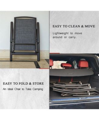 Folding Patio Chairs Set of 2, Aluminium Frame Reclining Sling Lawn Chairs Double-Layered Textilene Chairs