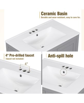 30" Bathroom Vanity with Sink, Solid Wood Cabinet & Soft Close Doors, Drawer Storage for Modern Bathrooms