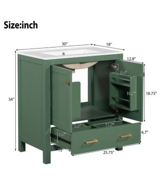 30" Bathroom Vanity with Sink, Solid Wood Cabinet & Soft Close Doors, Drawer Storage for Modern Bathrooms