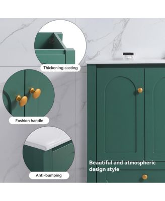 48" Bathroom Vanity with Integrated Ceramic Sink, MDF Cabinet & Soft-Close Doors, Transitional Modern Storage for Elegant Decor