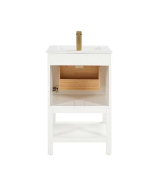 20" Solid Wood Bathroom Vanity with Sink & Door-Mounted Shelf, Modern Compact Pre-Assembled for Small Spaces-Sillysis