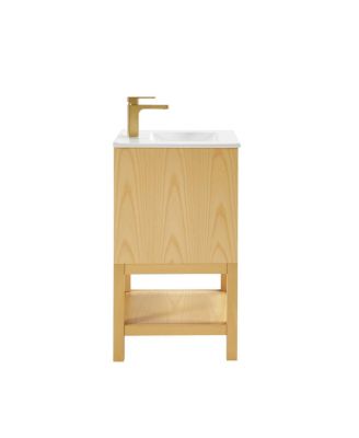 20" Solid Wood Bathroom Vanity with Sink & Door-Mounted Shelf, Modern Compact Pre-Assembled for Small Spaces-Sillysis