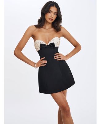 Women's Polka Dot Sweetheart Mini Dress