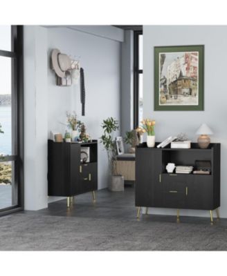 40" Sideboard Buffet Storage Cabinet with Shelves and Doors, Modern Coffee Bar Station Wood Kitchen Table for Kitchen