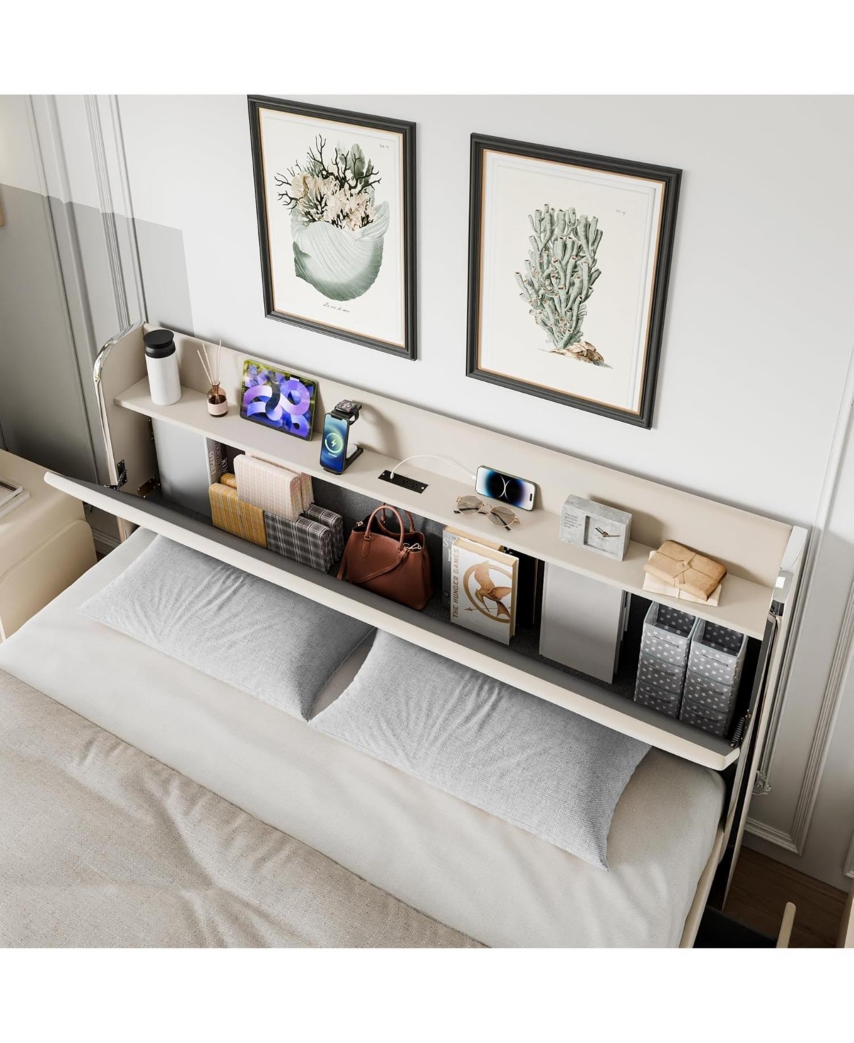 gaomon Bed Frame, Upholstered Bed Frame with 4 Storage Drawers, Platform Bed Frame with Diamond Tufted Headboard