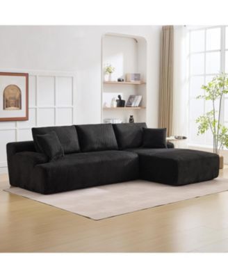 Cloud Sectional Couch 106" Modern L-Shape Corner Modular Upholstered Sofa with Loveseat Chaise Deep Seat Plush Corduroy Fabric Foam Cushions
