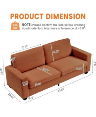 83" Sofa, Corduroy 3 Seater Deep Seat Couch with Wide Armrest, Removable Washable Cushion Cover, Comfy Sofa for Living Room Bedroom Apartment