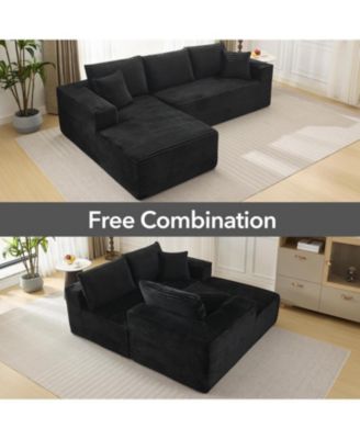 Boneless Sectional Cloud Couches for Living Room 108" Corduroy Cloud Sectional Couch with L-Shape Chaise Modern Modular Sectional Sofa