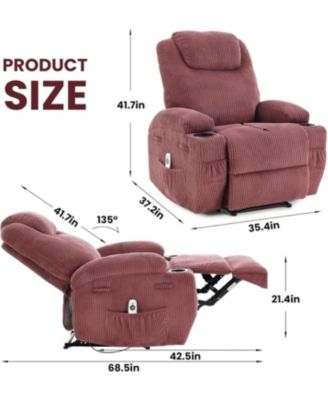 massage rocker recliner chair with heat and vibration, ergonomic rocking lounge chair for living room with dual cup holders