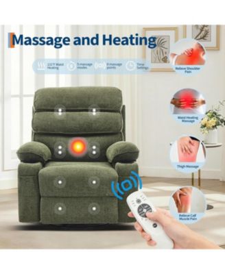 360°Swivel Rocker Recliner Chair for Adult,Massage and Heat Swivel Rocker Recliner Chair w/Adjustable Backrest and Footrest