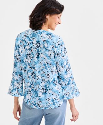 Women's Printed Ruffle Sleeve Top