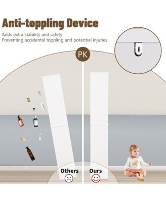 67" Tall Bathroom Storage Cabinet, Narrow Wood Floor Cabinet with Adjustable Shelves and 2 Doors for Bathroom