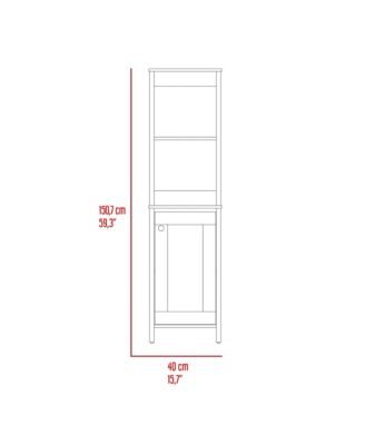 Bathroom Storage Cabinet - Two Interior Shelves, Two Open Shelves, Wooden Storage Organizer for Living Room
