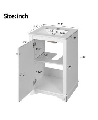 20" Bathroom Vanity with Ceramic Sink, Modern Solid Wood & MDF Cabinet, Soft-Close Door for Small Spaces