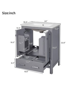 24"  Bathroom Vanity with Sink, Solid Wood Frame, Soft Close Doors & Ample Storage for Small Spaces