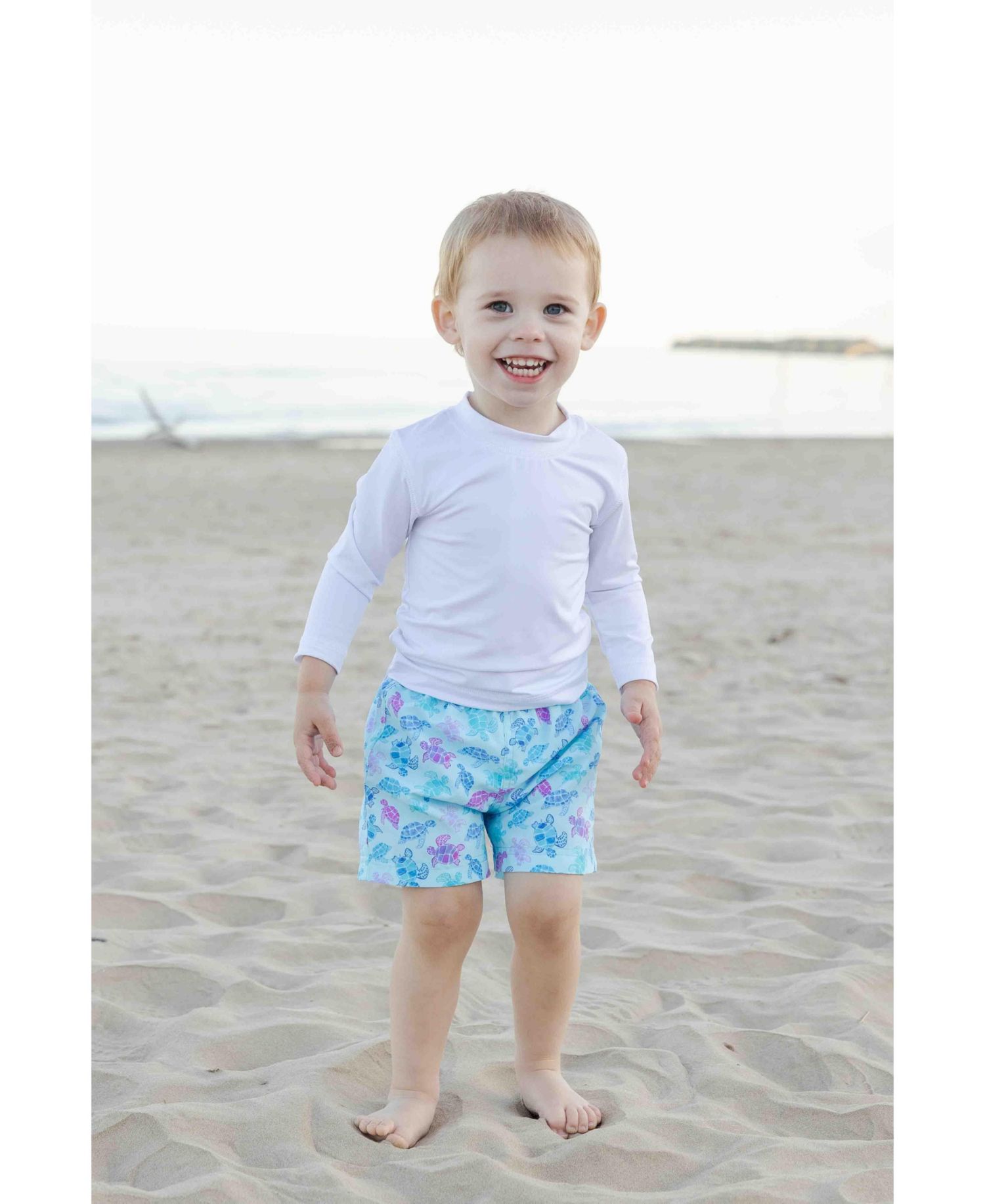 Little Boys Turtle Print Swim Trunk