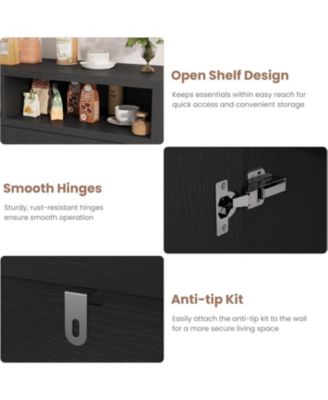 Buffet Sideboard Cabinet with Storage, 55" Large Farmhouse Kitchen Storage Cabinet with 4 Doors & Adjustable Shelves