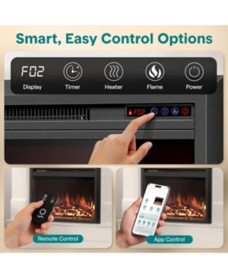 Electric Fireplace Heater with LED Flame, Smart Wi Fi Control, Thermostat, Recessed or Wall Mounted Design