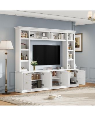 Modern TV Stand with Bookcase for TVs up to 70 inch, 3 Shelves