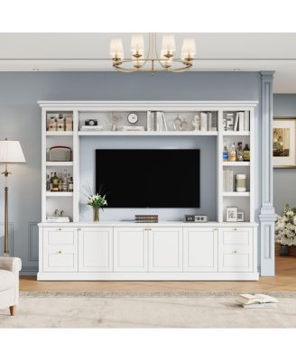 Modern TV Stand with Bookcase for TVs up to 70 inch, 3 Shelves