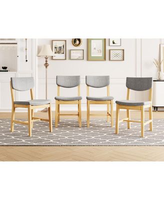 Rustic Farmhouse 4-Piece Dining Chair Set with Fabric Cushion