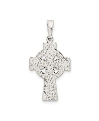 925 Sterling Silver 18 Inch Large Oxidized Irish Claddagh Celtic Trinity Knot Religious Faith Cross Necklace 36x19mm Pendant Necklace