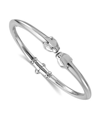 Solid 18k Panther Head Hinged Cuff Bangle