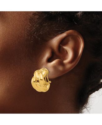 Solid 18k Gold 22x14mm Curb Link Omega Back Earrings