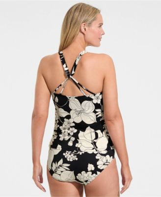 Women's DDD-Cup Tugless High Neck Strappy Back Tankini Top