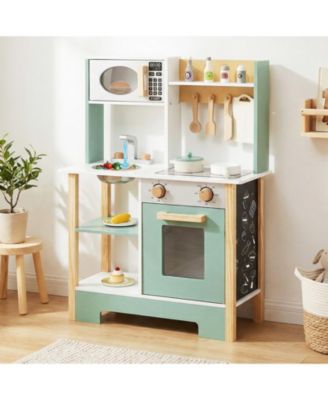 Pretend Play Wooden Kitchen with Chalkboard Birthday Gift for Kids