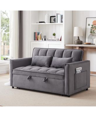 Modern Velvet 3-in-1 Convertible Sofa Bed with Storage