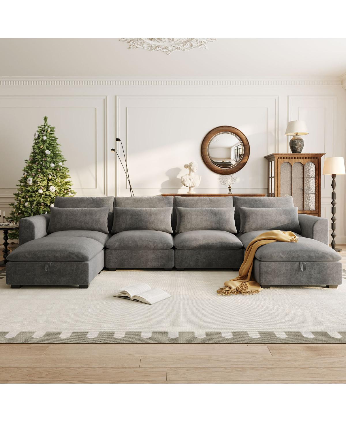 Streamdale Furniture U-shaped Modular Corner Sofa with Two Ottomans